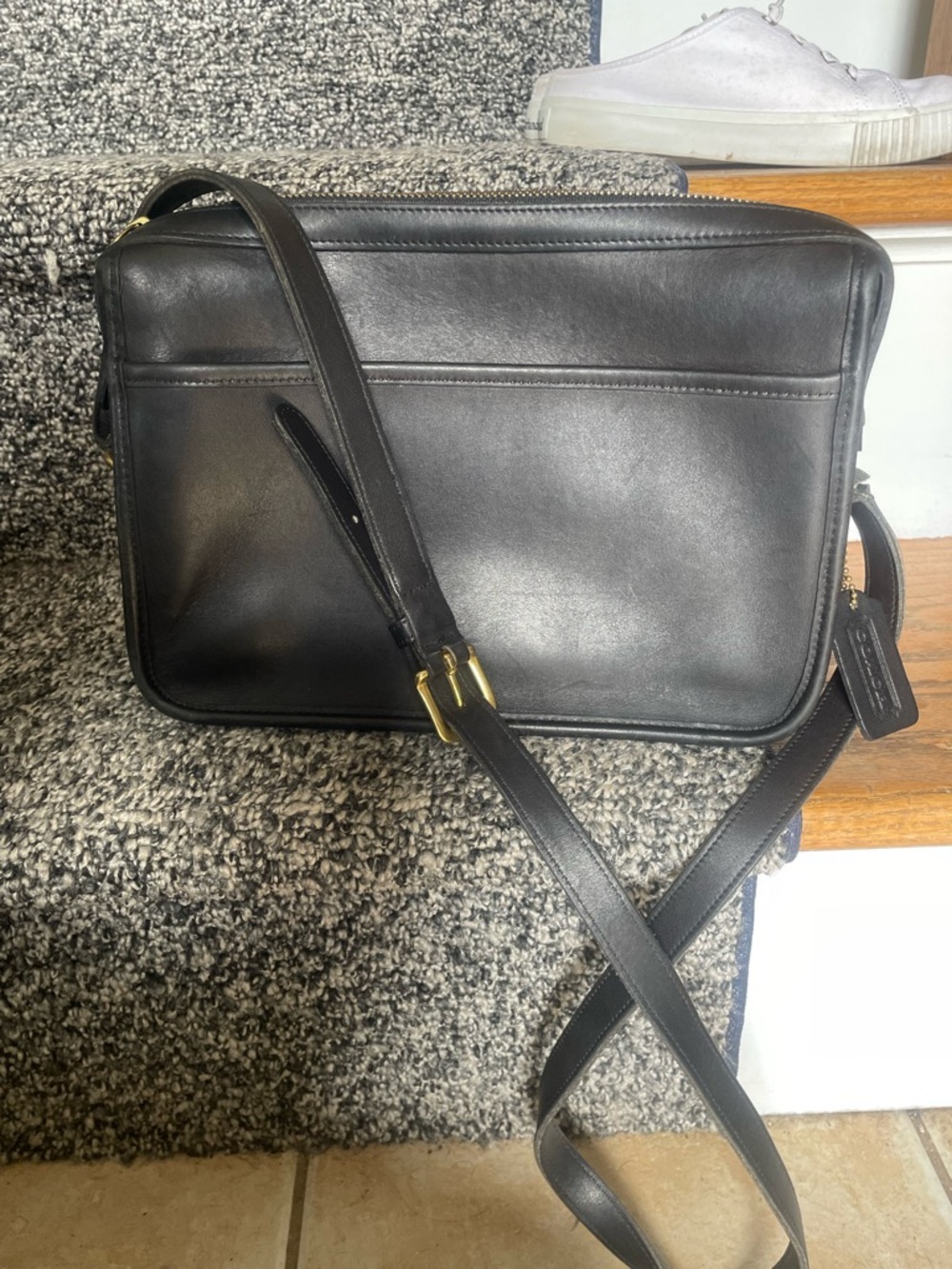 Coach vintage 90s Cashin black leather crossbody bag